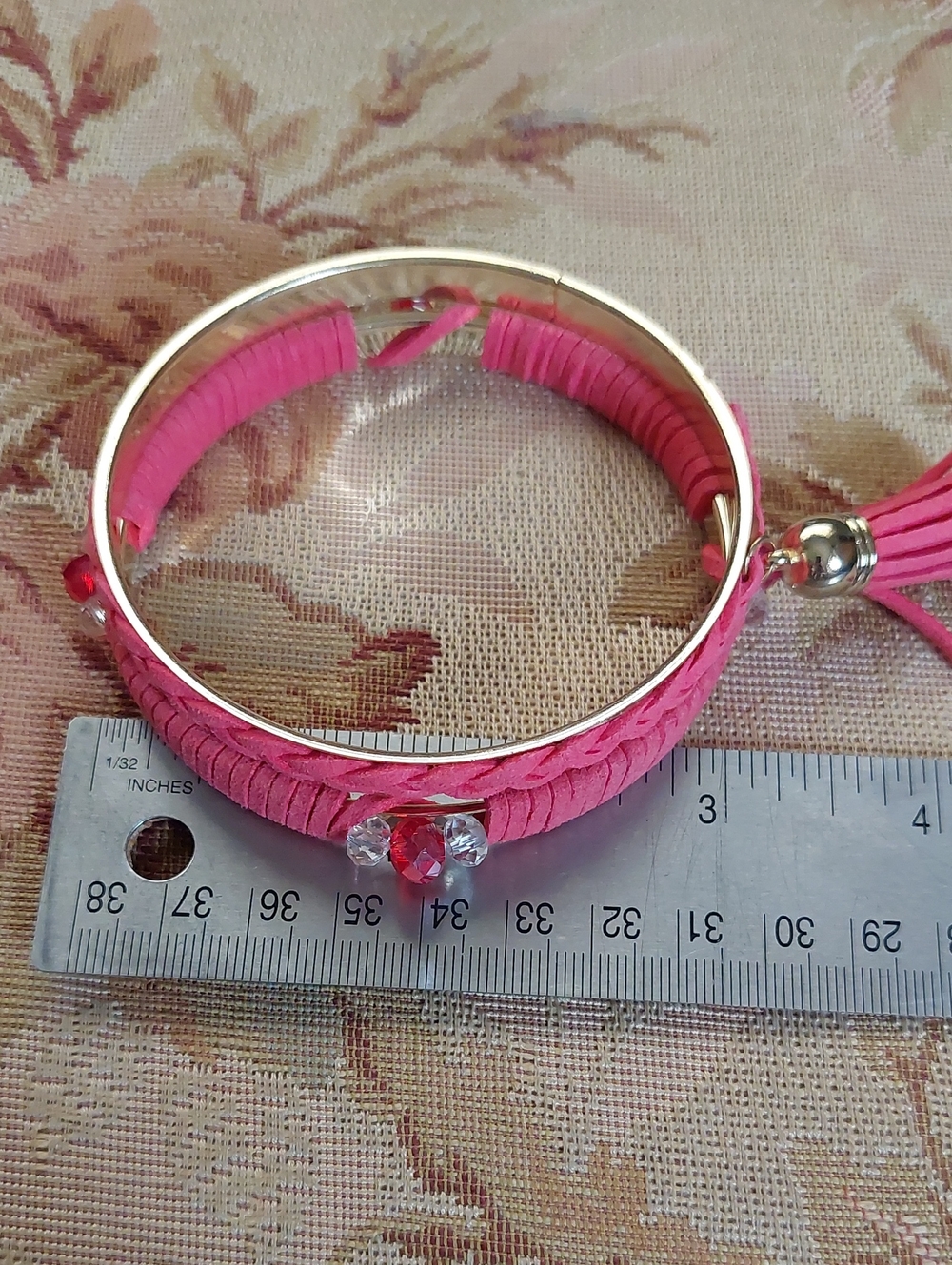 Pink & Gold Suede Bangles - Picture 4 of 5
